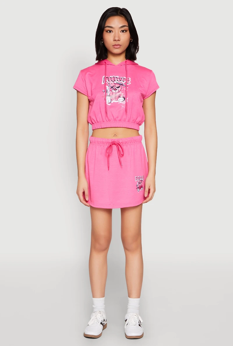 Womens Attitude Be Yourself Short Sleeve Hoodie, Pink, Size M