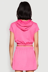Womens Attitude Be Yourself Short Sleeve Hoodie, Pink, Size M