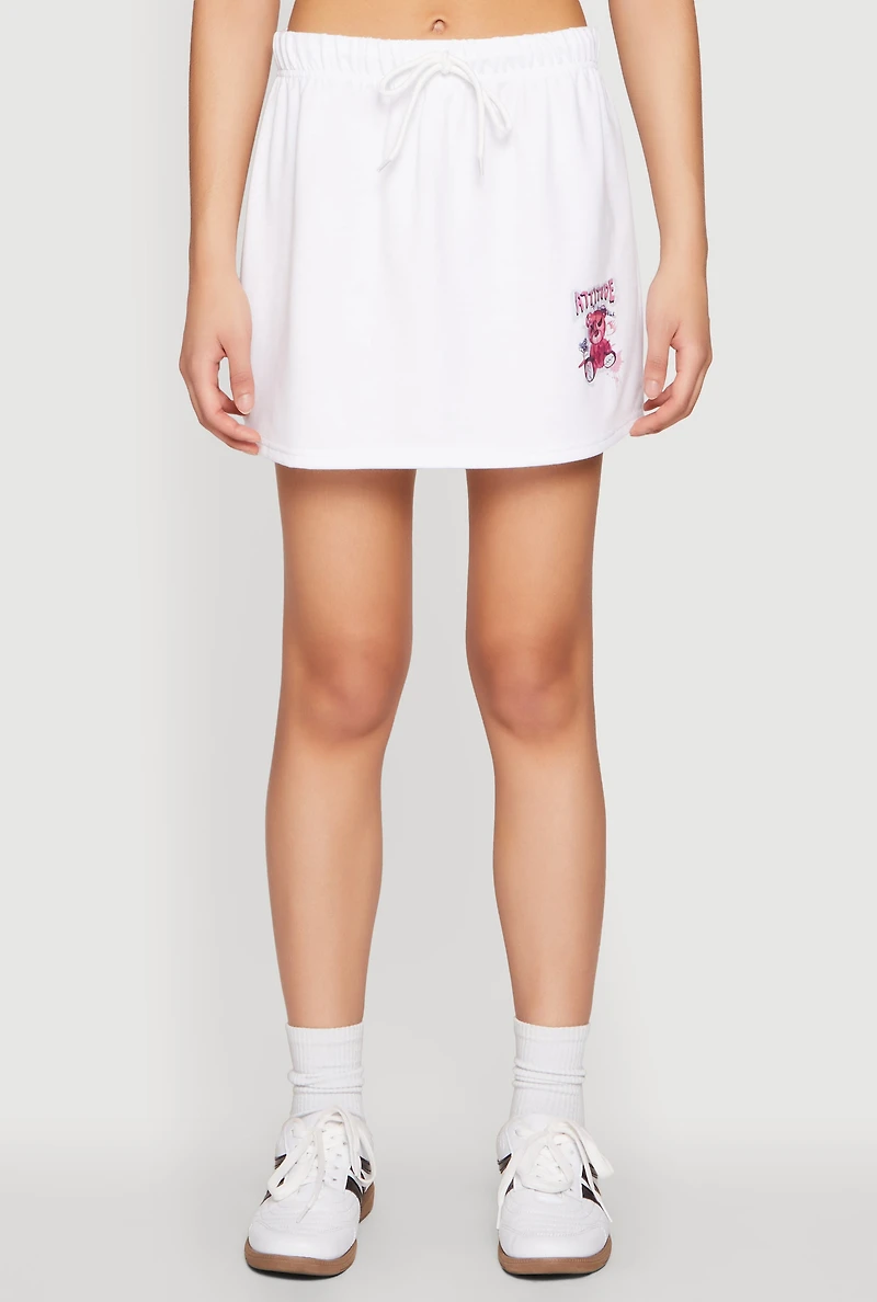 Womens Attitude Be Yourself Mini Skirt, White, Size L