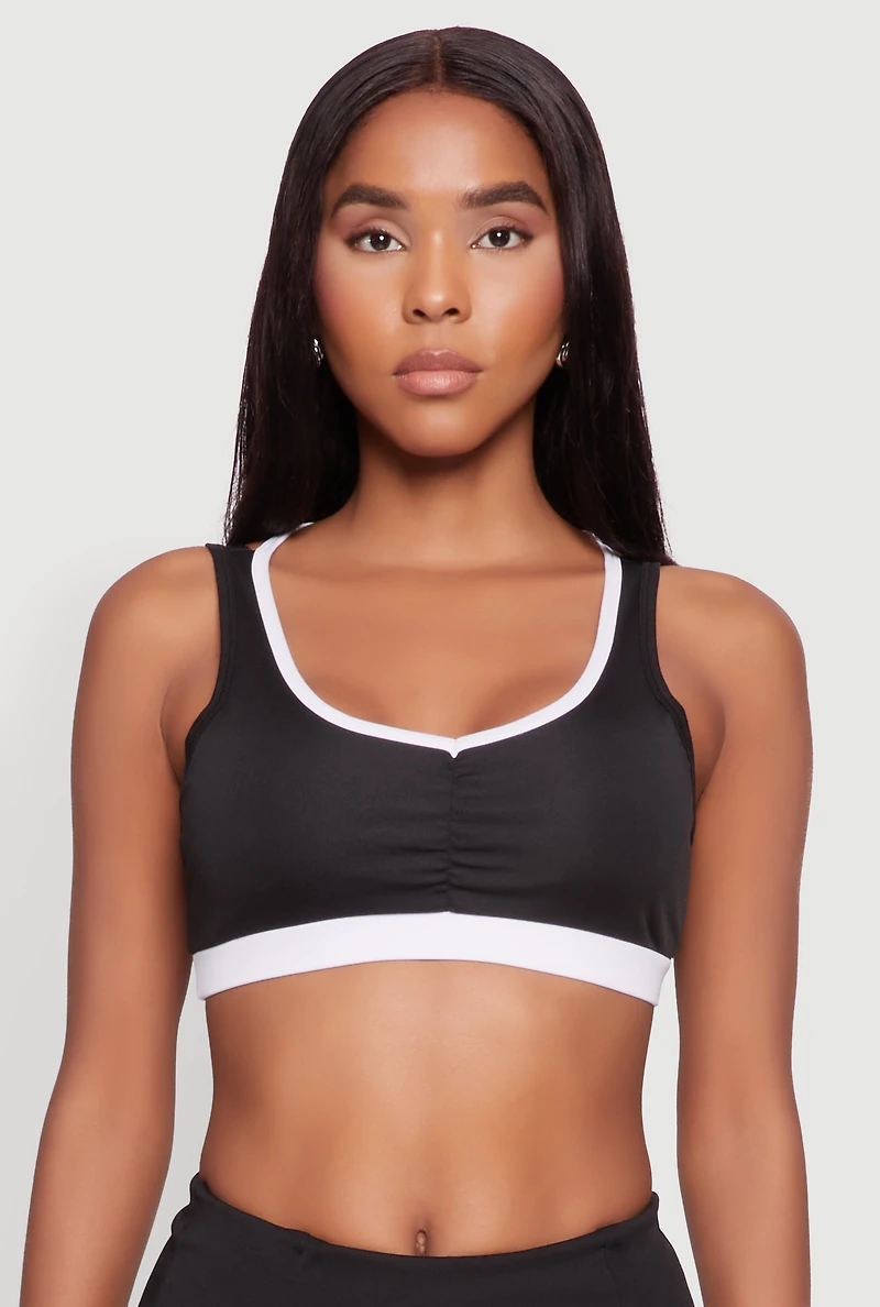 Contrast Trim Caged Back Sports Bra