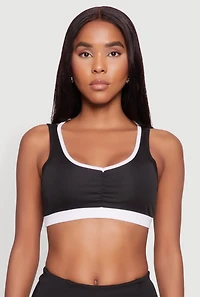 Contrast Trim Caged Back Sports Bra