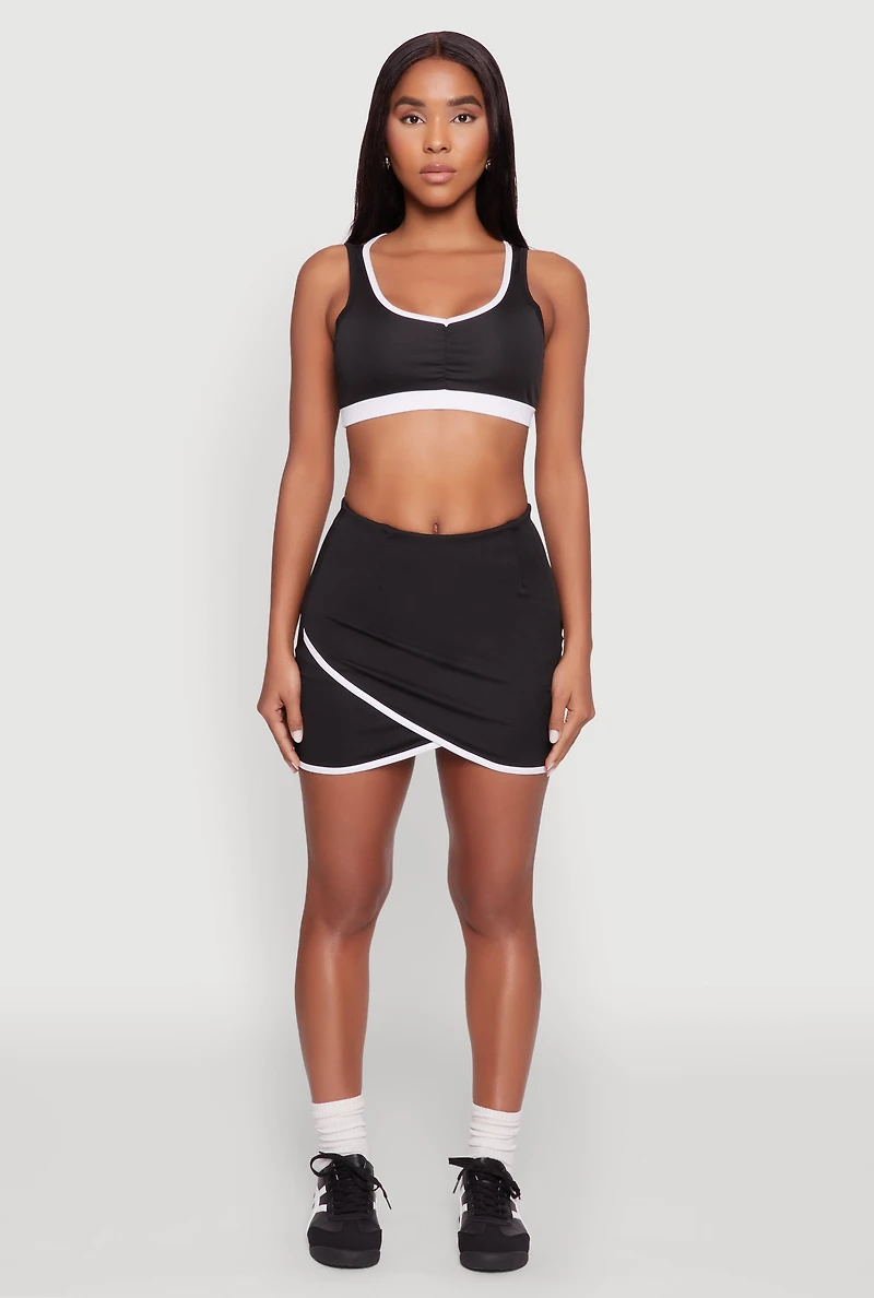 Womens Contrast Trim Caged Back Sports Bra,