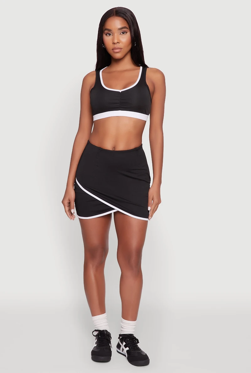 Womens Contrast Trim Caged Back Sports Bra,