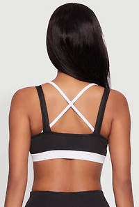 Womens Contrast Trim Caged Back Sports Bra,