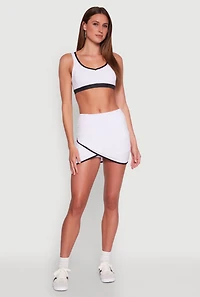 Womens Contrast Trim Caged Back Sports Bra, White, Size L