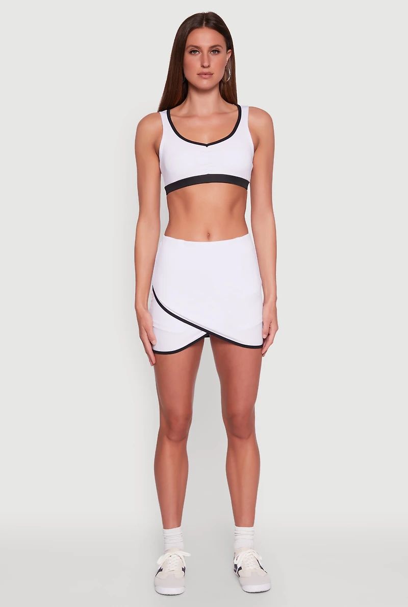 Contrast Trim Caged Back Sports Bra