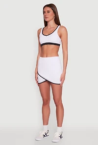 Womens Contrast Trim Caged Back Sports Bra, White, Size L