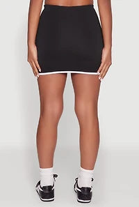 Womens Contrast Trim Faux Wrap Skort, Black,