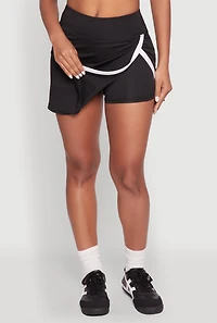 Womens Contrast Trim Side Slit Skort,