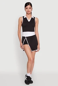 Womens Contrast Trim Sleeveless Polo Shirt, Black, Size M
