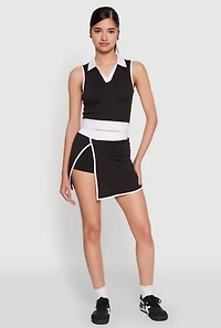 Womens Contrast Trim Skort, Black, Size S