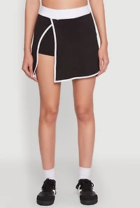 Womens Contrast Trim Skort, Black, Size S