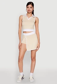 Womens Contrast Trim Skort, Khaki, Size M