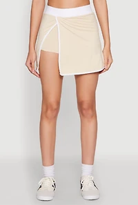 Womens Contrast Trim Skort, Khaki, Size S