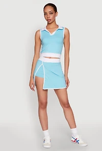 Womens Contrast Trim Skort, Blue, Size L