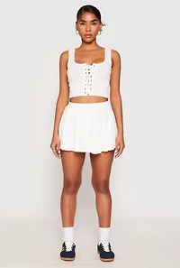 Womens High Waist Pleated Mini Skirt,