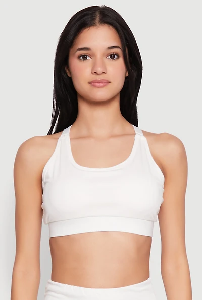 Womens Racerback Sports Bra, White, Size M