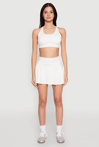 Womens Ruffled High Waist Cell Phone Pocket Skort, White, Size L