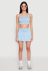 Womens Ruffled High Waist Cell Phone Pocket Skort,