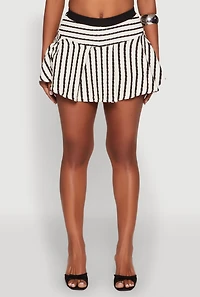 Textured Knit Striped Mini Skirt