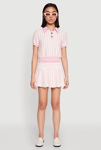 Womens Textured Knit Striped Mini Skirt, Pink,