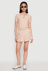 Textured Knit Striped Mini Skirt