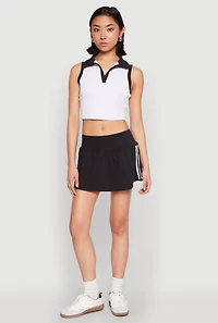 Womens Varsity Striped Drop Waist Skort, Black, Size M