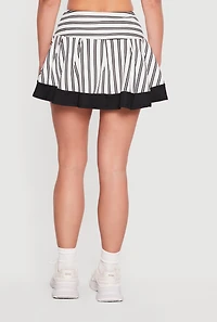 Contrast Trim Striped Pleated Tennis Skort