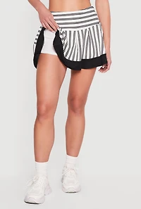 Contrast Trim Striped Pleated Tennis Skort
