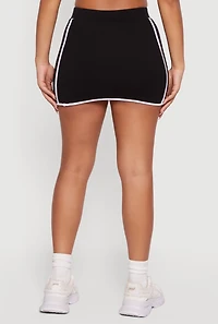 Contrast Trim Elastic Waist Mini Skort