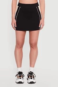 Side Contrast Piping Mini Skirt