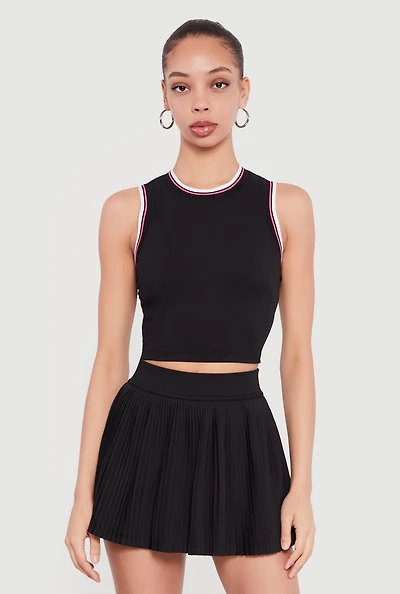 Contrast Trim Cropped Racerback Tank Top