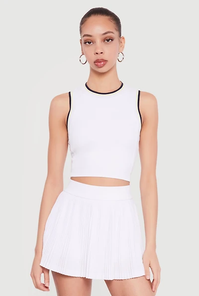 Contrast Trim Cropped Racerback Tank Top