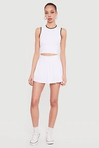 Contrast Trim Cropped Racerback Tank Top