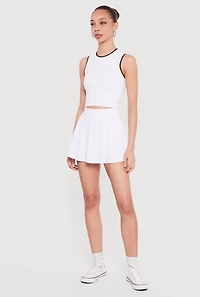 Contrast Trim Cropped Racerback Tank Top