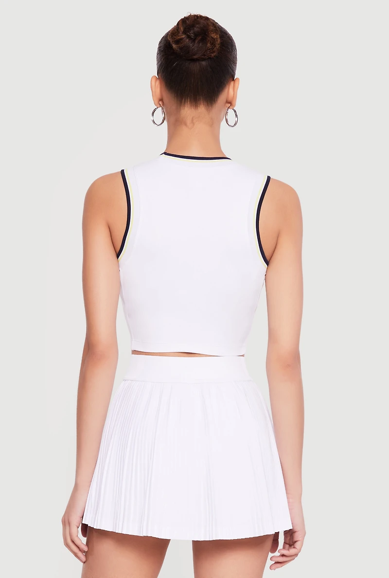 Contrast Trim Cropped Racerback Tank Top