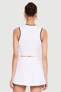 Contrast Trim Cropped Racerback Tank Top