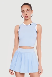 Contrast Trim Cropped Racerback Tank Top