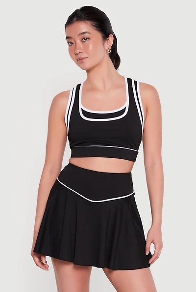 Double Layered Contrast Trim Sports Bra