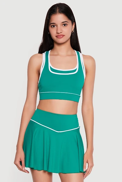 Double Layered Contrast Trim Sports Bra