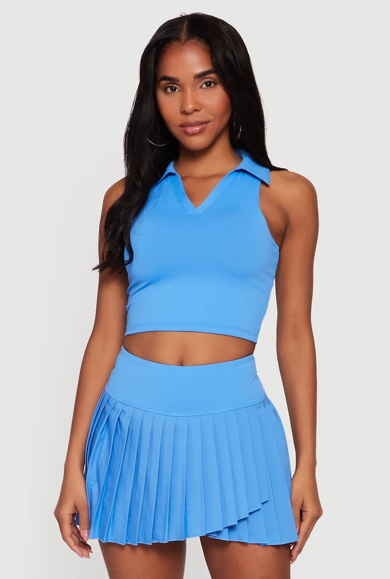 Cropped Sleeveless Polo Top