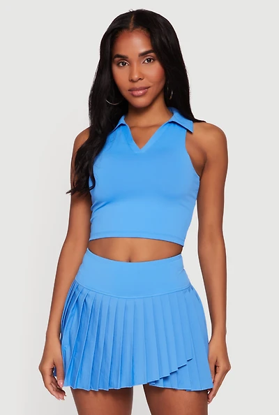 Cropped Sleeveless Polo Top