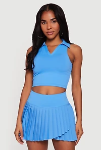 Cropped Sleeveless Polo Top