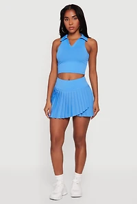 Cropped Sleeveless Polo Top