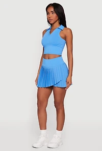Cropped Sleeveless Polo Top
