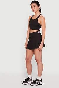 Contrast Trim Skirt with Cell Phone Pocket Shorts Lining
