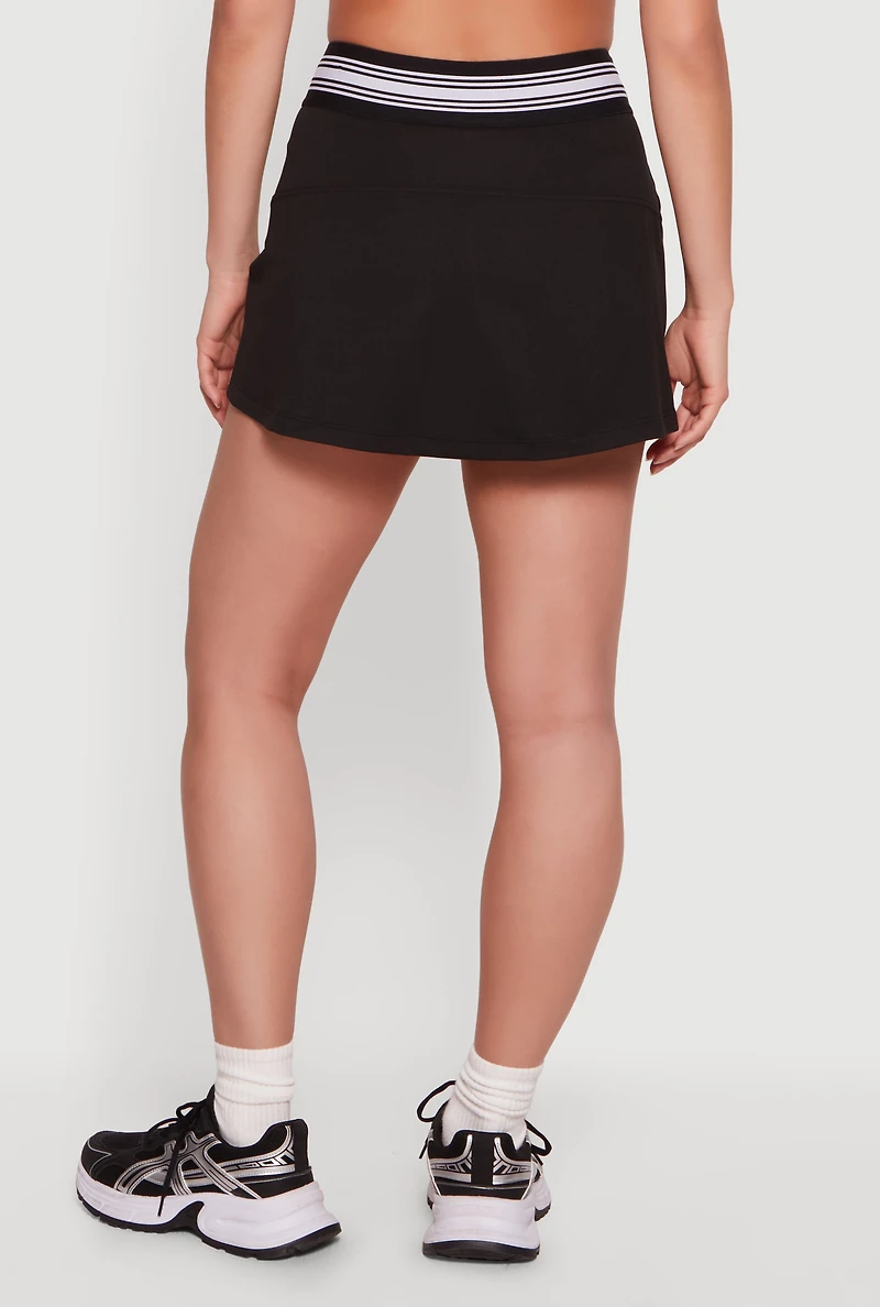 Contrast Trim Skirt with Cell Phone Pocket Shorts Lining