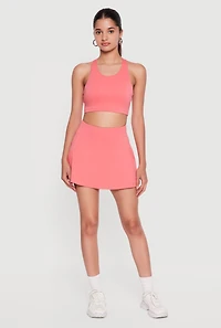 Contrast Trim Skirt with Cell Phone Pocket Shorts Lining