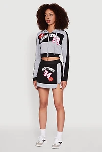 Trendy New York Graphic Cropped Hooded Sweatshirt