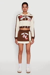 Womens Trendy New York Graphic Cropped Hooded Sweatshirt, Multi,